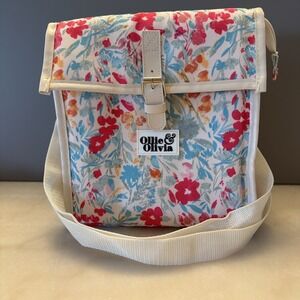 Ollie & Olivia Pink & Blue Floral Insulated Lunch Tote Cooler Bag w/ Adj. Strap